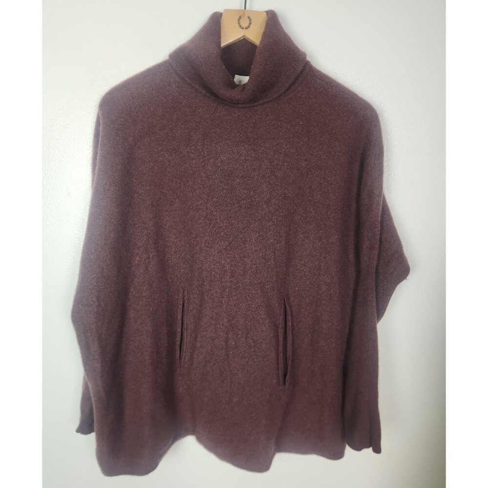 Garnet Hill Wome's Sz. XL Plum Wool & Cashmere Tight Sleeve Turtleneck Sweater